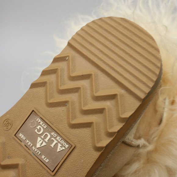 Alugg Ladies 7 Curly Lamb Hair Sheep Tan Suede Sheepskin Winter Short Booties - Picture 11 of 12